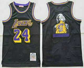 Mens Los Angeles Lakers #24 Kobe Bryant Black Marilyn Monroe Swingman Jersey->los angeles lakers->NBA Jersey